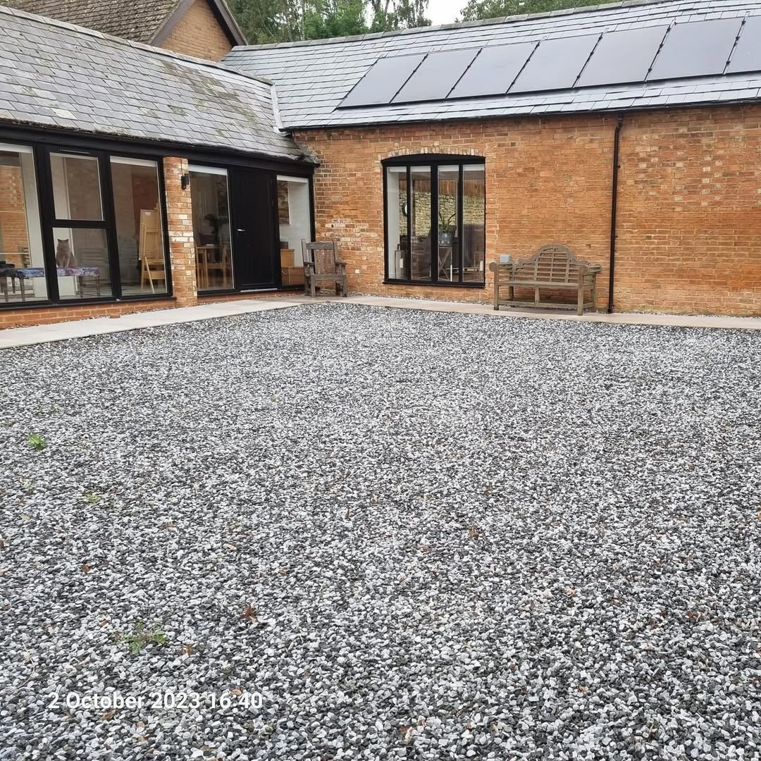 Original gravel courtyard before the build