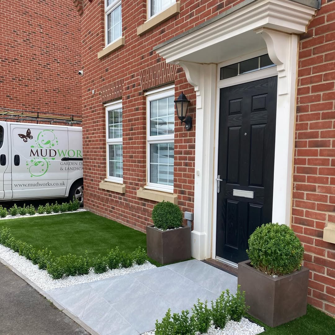 Front garden refresh with topiary and porcelain path